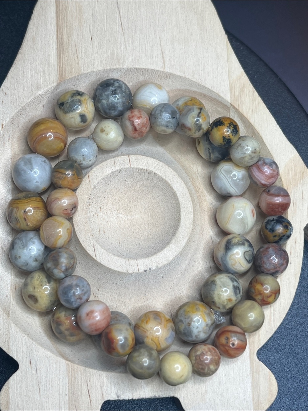 Hand crafted Crazy lace agate stone stretch bracelets bundle